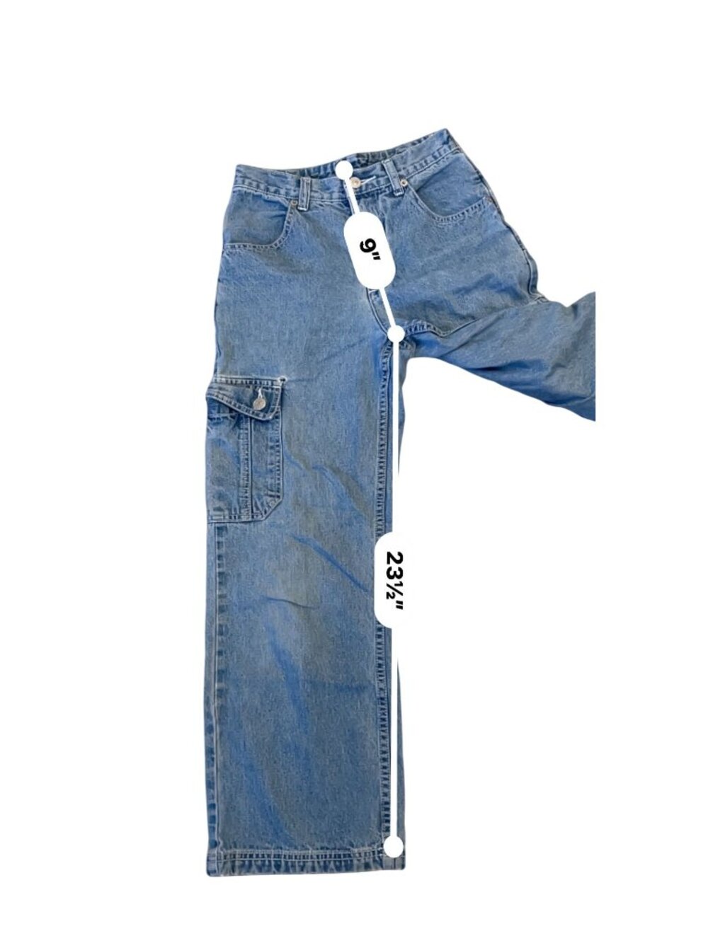 Rare Vintage Jordache Girls Cargo Jeans Size 12 (Juniors 0), Wide‑Leg Y2K Denim - Picture 5 of 14